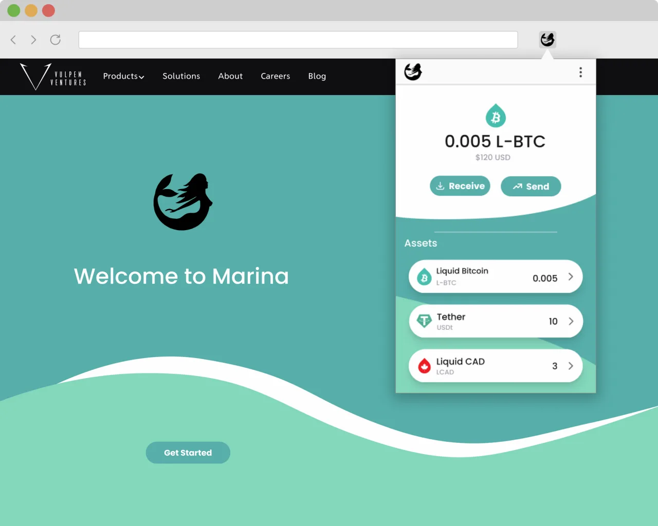Marina — browser-extension wallet for the Liquid network